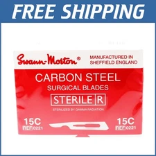 High-Quality Sterile Carbon Steel Scalpel Blades - Swann Morton No.15C, 100 pcs