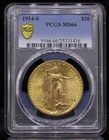 1914-S $20 Saint Gaudens Gold PCGS MS66