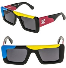 OFF-WHITE 069 OERI069 Black Red Wave SEATTLE Bold Mask Arrow Logo Sunglasses