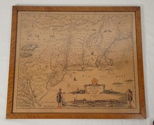 Framed Novi Belgii Map Reproduction - New Netherland New England 1651 Jansson Vi