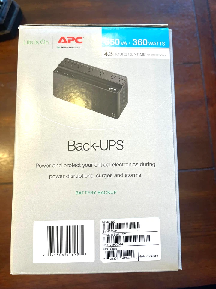 APC Back-UPS 650VA Battery Backup System 7 Outlets 650 VA 360 W BVN650M1 - Image 2 of 3
