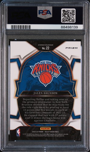 Panini Select 2022 Jalen Brunson #22 Zebra Prizm Concourse SP PSA 10 Knicks - Imagen 2 de 2