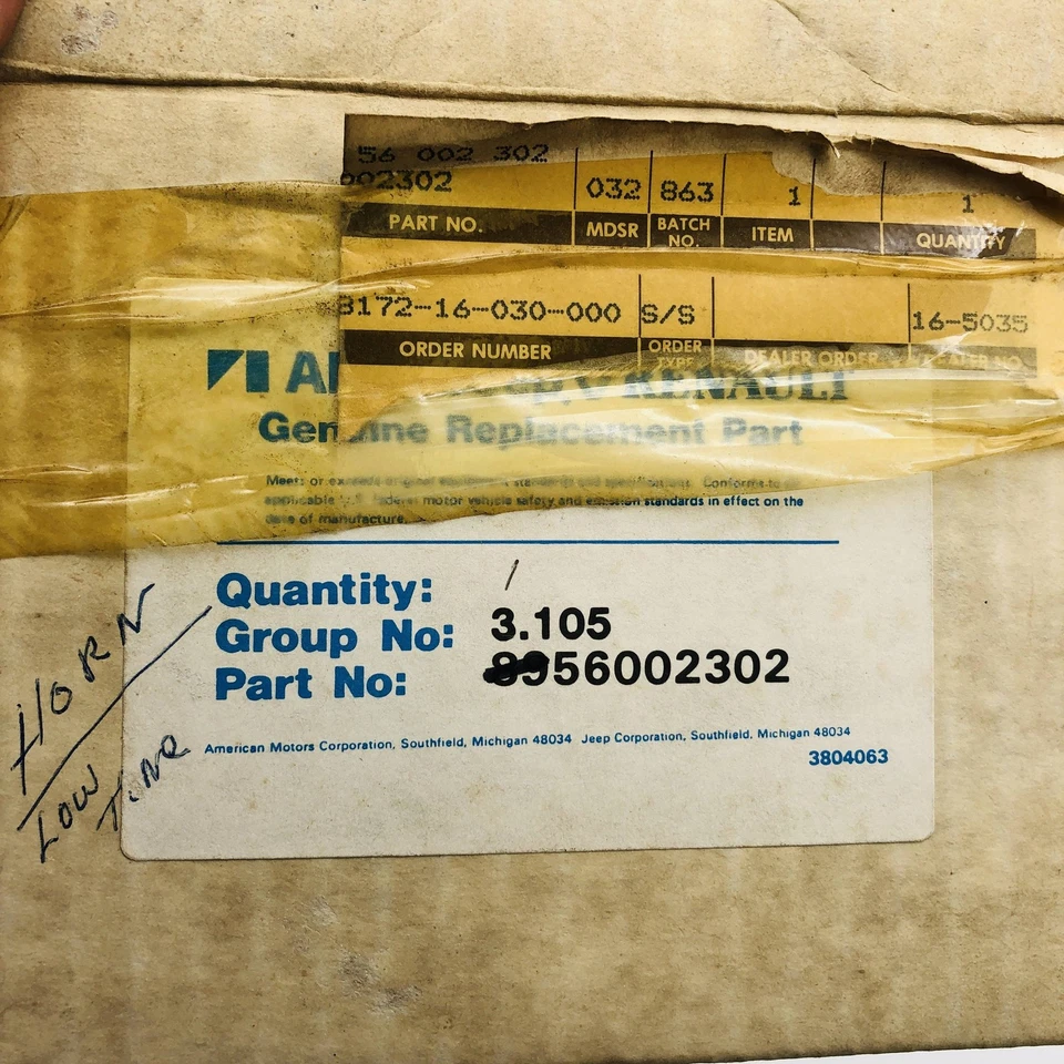 AMC Jeep 56002302 Horn Low Tone OEM NOS 1988-90 Cherokee Wagoneer Limited - Image 3 of 4