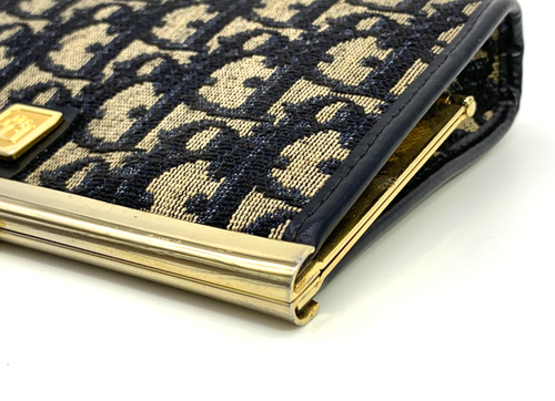 Christian-Dior Vintage Mini Clutch Handtasche Tasche CD Trotter Canvas marineblau authentisch - Bild 9 von 17