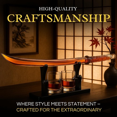 Samurai Sword Large Whiskey & Wine Decanter - 13.5OZ Liquor & 2 Ninja Star 10... - Picture 5 of 9