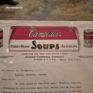 1917 Campbell's Soups Letter Re: Effects Of Railroad Strike, Pre-Incorporation