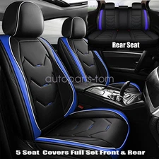 For Toyota Tacoma Car Leather Perforated Seat Cover Full 5PCS Black & Blue