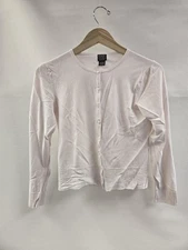 Finity Studio Sweater Womens Petite Large White Button Front Cardigan Knit Top