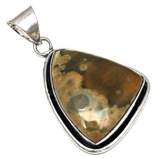 Pendant Rainforest Jasper Gemstone Handmade Silver Jewelry 1.75"