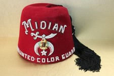 Vintage jeweled Freemason Shriner FEZ hat Midian Mounted Color Guard VERY ORNATE