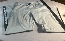 Under Armour Youth Loose Fit Athletic Pants Gray W/ Black Track Gym Pants YXL