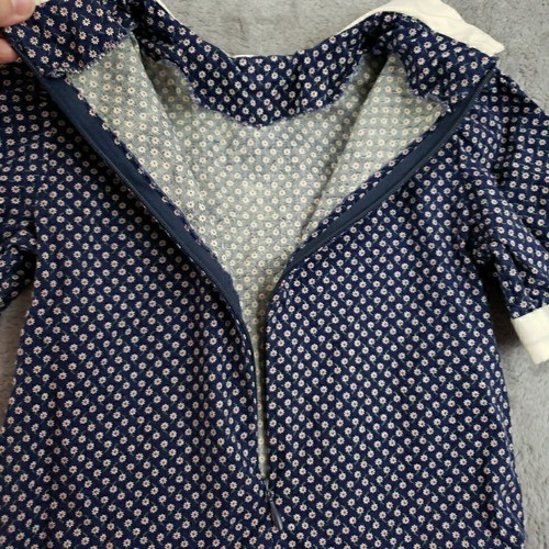 Vintage Toddler Dress Navy Blue Daisy All Over Pattern Handmade Prairie Cottage - Picture 20 of 23
