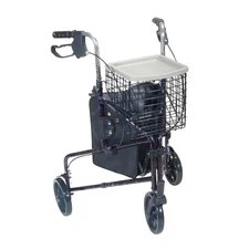 drive 3 Wheel Walker With Basket Tray Pouch Aluminum 31 to 38” Handle Height