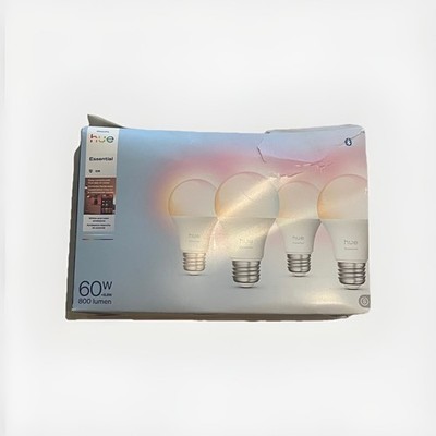 Philips Hue Essential Smart LED A19 Bulb White & Color Ambiance 8.8W  4-Pack