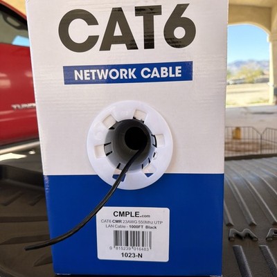 CMPLE LAN 1000ft Cat 6 Riser Ethernet Cable Black | Unshielded | CMR, 23AWG, UTP