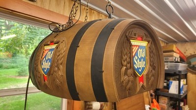 オールドスタイルビール ランプ ライト 照明 アドバタイジング ヴィンテージ Vintage Heileman's Old Style Beer Pure Genuine Hanging Barrel