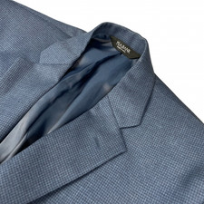 Jos A Bank Men's 100 Wool 2-Button Blazer/Jacket Blue Houndstooth   42R
