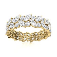 4x2MM Marquise White Topaz 925 Sterling Silver Gold Plated Eternity Women Ring