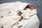 Set Women's French Style Retro Tweed Two Piece Shirt Coats Skirt Party Suits