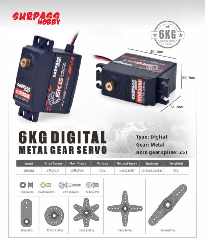 Digital Servo 9g 17g 25kg 30kg 70kg für 1/24 1/18 1/12 1/10 1/8 1/5 RC Auto Boot - Bild 20 von 31