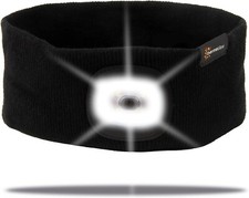 LED Light Up Headband Headlamp USB Rechargeable Machine Washable Running Hat