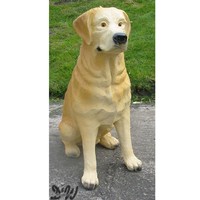 Labrador Golden Retriever Hund Gelb Sitzend Hundefigur Garten Deko Tier Figur