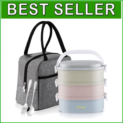 Microwave-Safe Stackable Bento Box with Insulated Lunch Bag for On-the-Go Meals