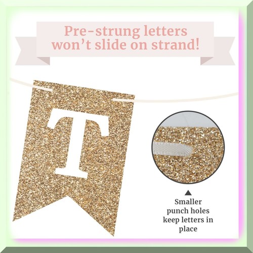 Golden Bliss Bride To Be Banner - Pre-Strung Garland for Bachelorette Bridal Par - Bild 6 von 7