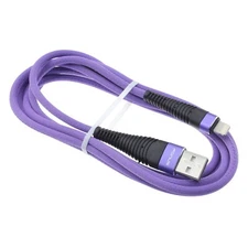 For iPhone 5 6S 7 8 Plus Purple 6ft USB Cable Charger Cord Power Wire Braided