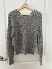 Free People Sweater S Cropped Boxy Black Marled Long Slv Raglan