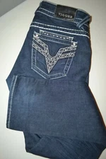Vigoss Women's The Dublin Straight Gems Embellished Pockets Jeans Sz 28x32