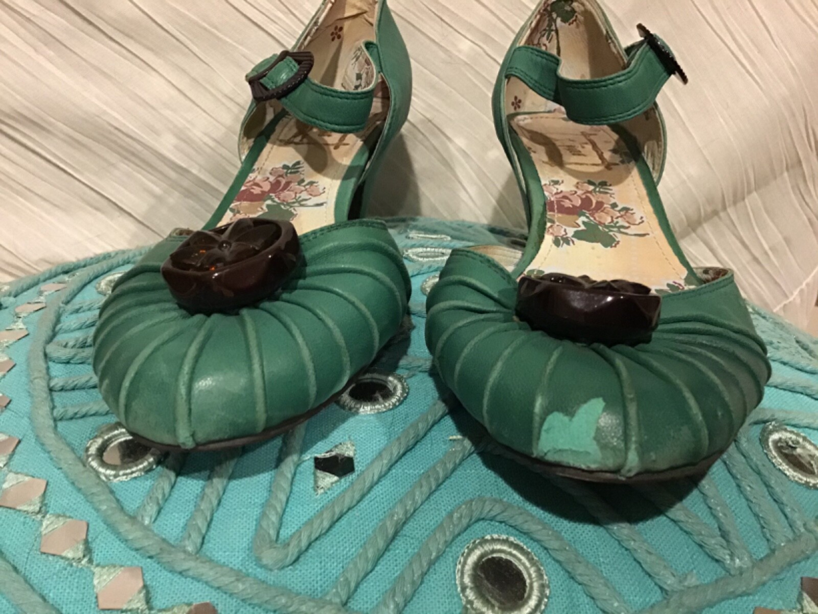 Miss L-Fire Women’s 41 Green Leather Heels Retro | eBay