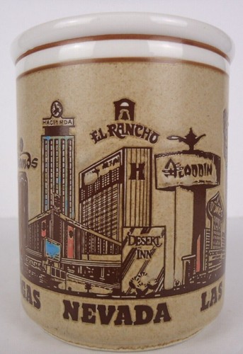 Taza de recuerdo de colección Las Vegas casinos hoteles lugares de interés The Strip años 60 70 retro - Imagen 3 de 11