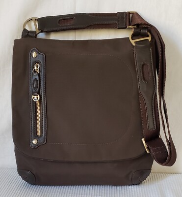 TUMI Vista Collection Brown Nylon Leather Crossbody Bag