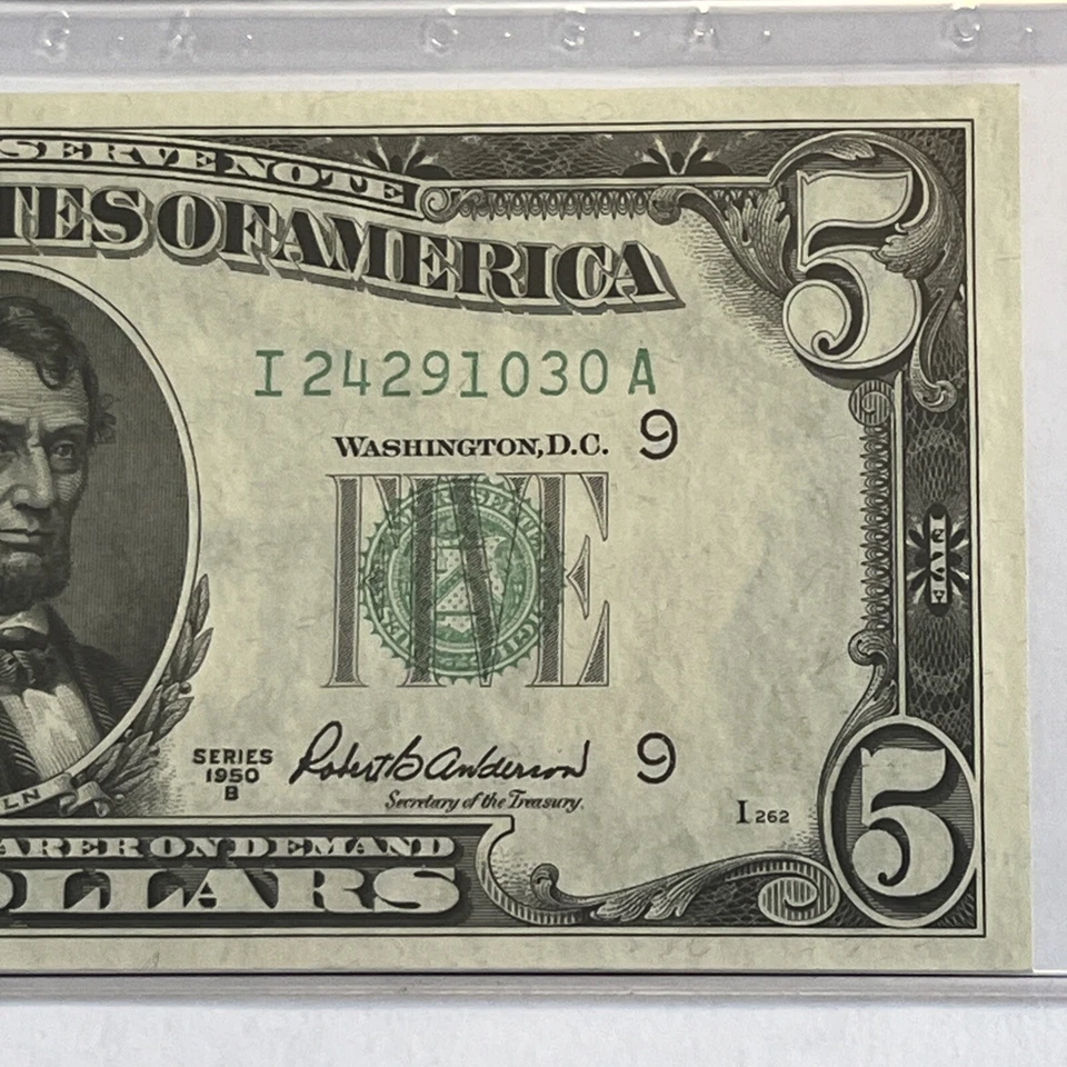 1950 B $5. GEM UNCIRCULATED. PRIEST/ANDERSON. FEDERAL RESERVE NOTE. MINNEAPOLIS - Image 4 of 4