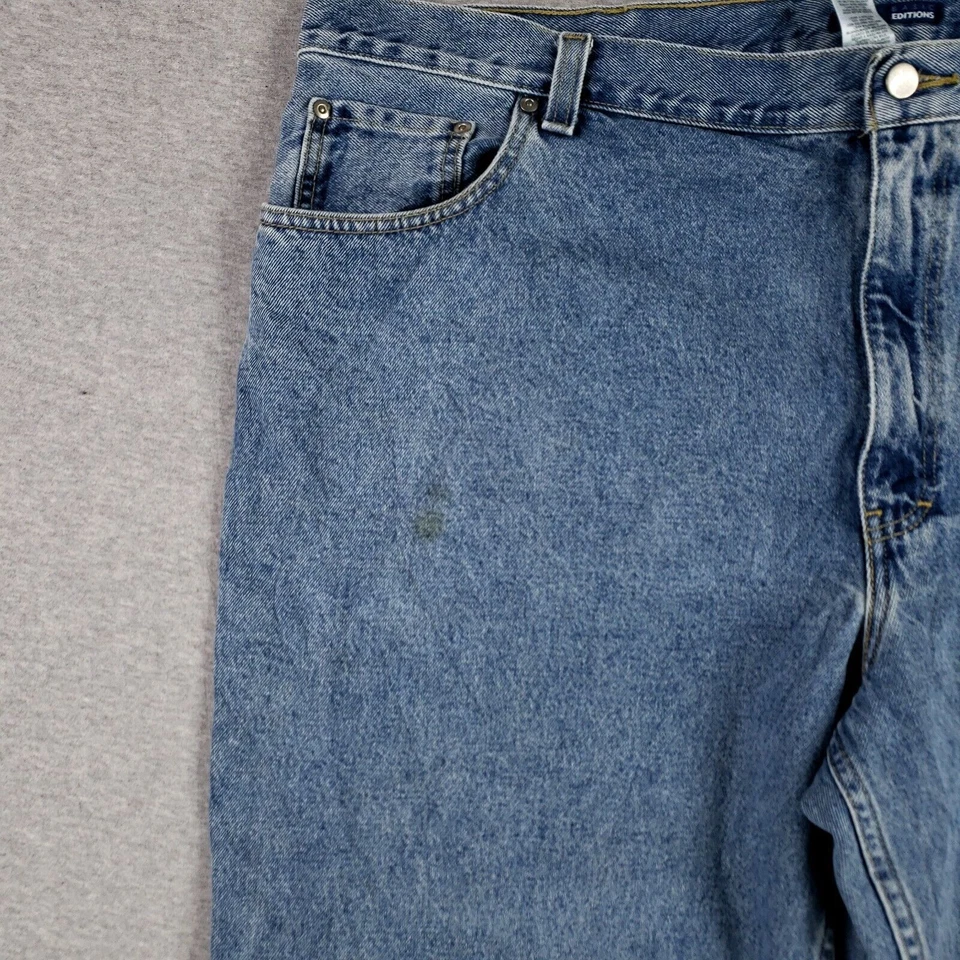 Basic Editions 46x32 Blue Jeans Classic 100% Cotton Denim Heavy Weight Work Pant - Image 3 of 4