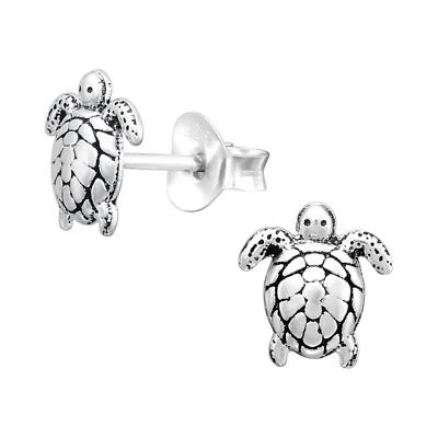 Schildkröte Kinder Ohrringe 925 Silber für Mädchen Ohrstecker Schmuck Geschenk - Bild 1 von 4