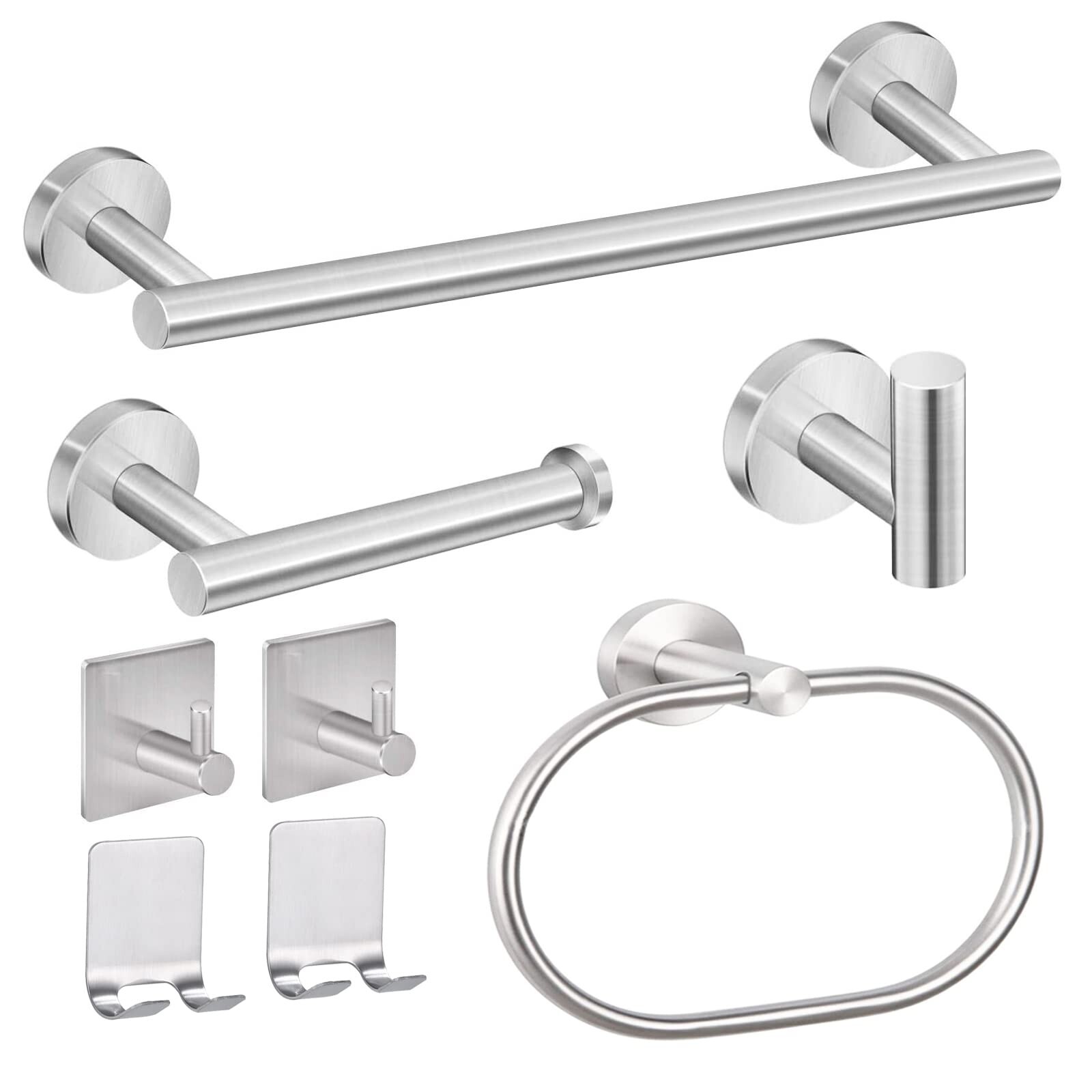 8 Pezzi Set Accessori Bagno Acciaio inox Portasciugamani porta carta igienica