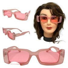 New Classy Elegant Vintage Retro Style SUNGLASSES Funky Unique Pink Frame  Lens