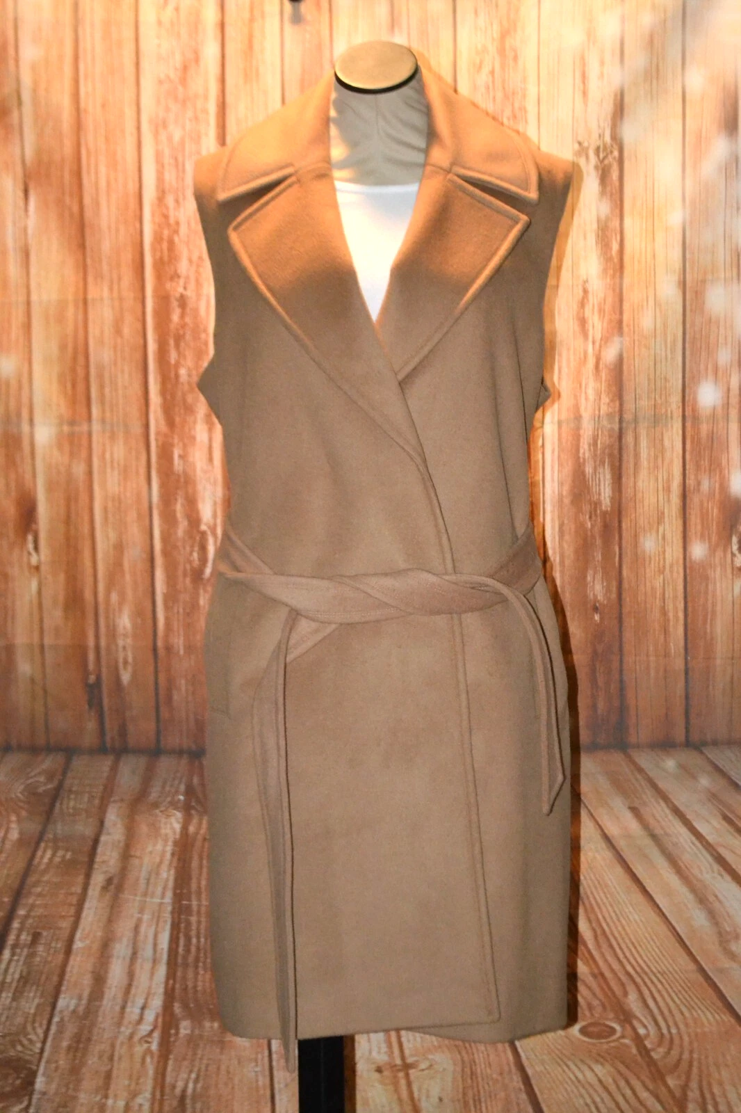 Cappotto smanicato donna Michael Kors misto lana marrone chiaro taglia XL