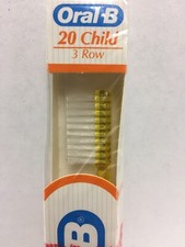 VTG Yellow 1985 Oral-B 20 CHILD 3 ROW Toothbrush NIB Clear Round Polish Bristles