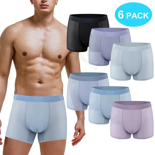 Men's Trunks Underwear Mesh Boxer Briefs Quick Dry Tagless Underpants 6 PACK - Picture 1 of 17