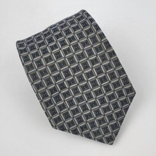 David Taylor Polyester Tie Gray Blue Black Geometric Men Necktie 55.5 x 3.1/8