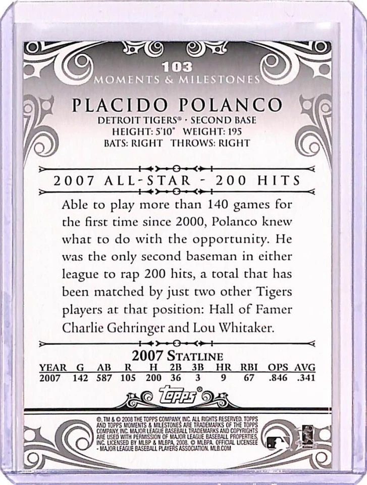 Topps Moments and Milestones 2008 negro #103-127 Plácido Polanco 16/25 identificación: 26686 Foto 2 de 2