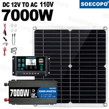7000W Solar Kit 12V 110V Inverter Battery ChargerLighting/Camping W/300W Panel