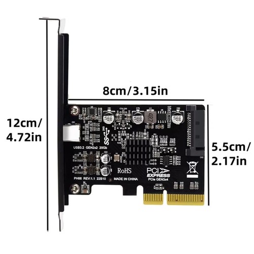 Neu PCIE zu Typ-C USB 3.2 Gen Erweiterungskarte Zubehör PCI-Express 4X 20Gbps B - Bild 15 von 15