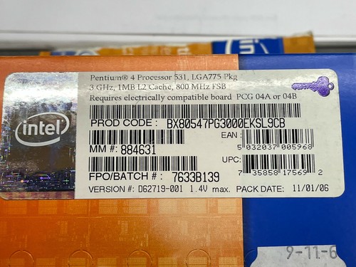 Intel Pentium 4 531 SL9CB 3.00GHz/1M/800/04A Socket 775 CPU - BOX -NEUF / NEW - Photo 9/9