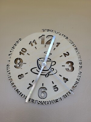 Custom Timeless Brew: Rustic Wooden Coffee Clock 11x11'' 