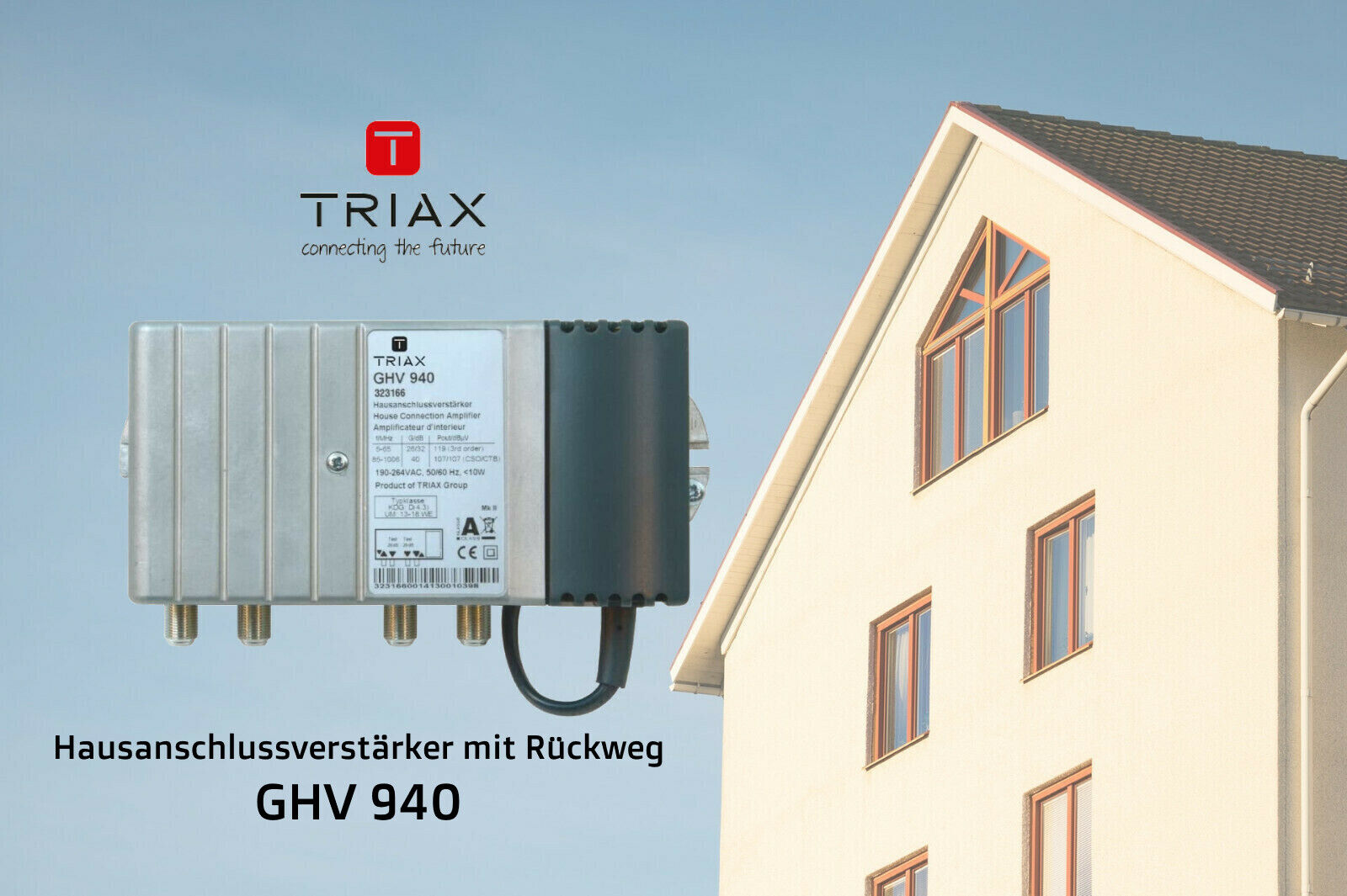 Verstärker mit Rückweg für multimediafähige CATV/BK-Netze 40dB TRIAX GHV 940 