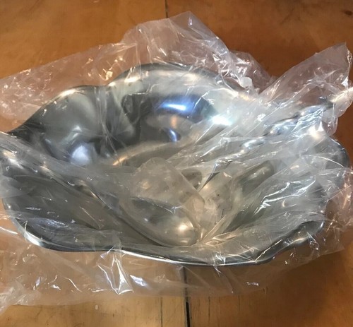 IHI Polished Aluminum Salad Bowl With Matching Utensils 12”x 9”x 4.5” India - Picture 5 of 5